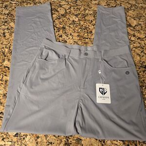 Graham Luxe ALL TIME Golf Pants Size 34"X32" Gray NWT Flat Front Stretch